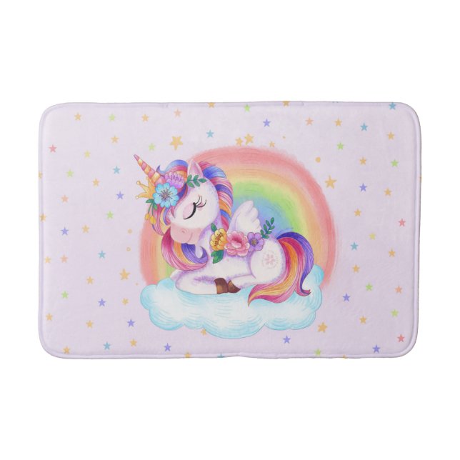 Cute Colorful Unicorn Rainbow Badrumsmatta (Framsidan)