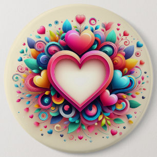Cute Colorful Valentine Day Hjärtat Knapp