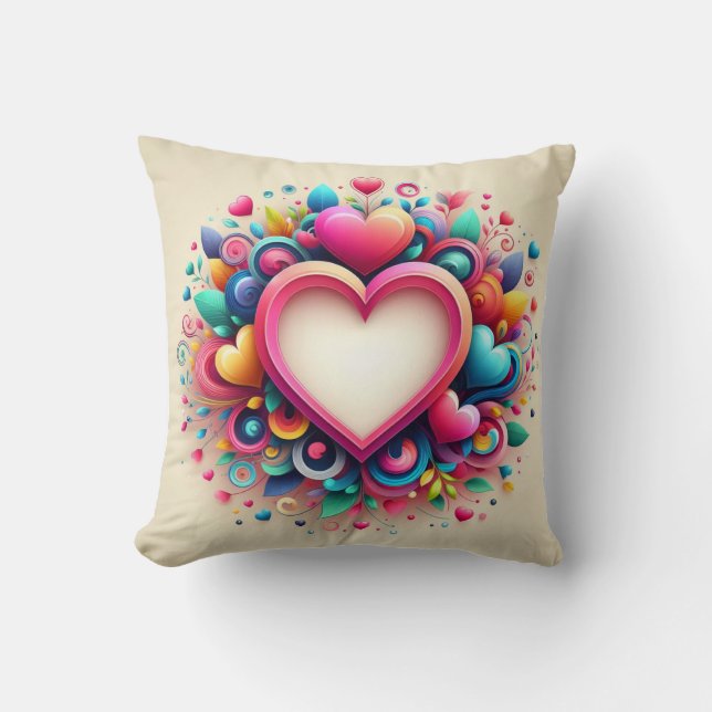 Cute Colorful Valentine Day Hjärtat Kudde (Framsida)