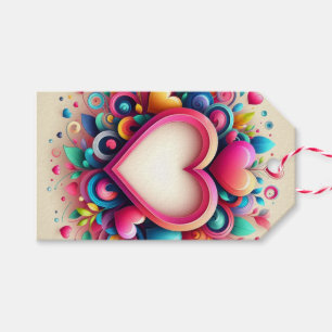 Cute Colorful Valentine Day Hjärtat Presentetikett
