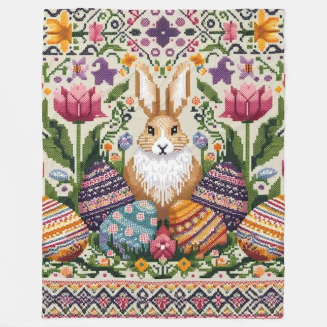 Cute/Colorful Vår/Påsk fair isle Fleecefilt (Framsidan)