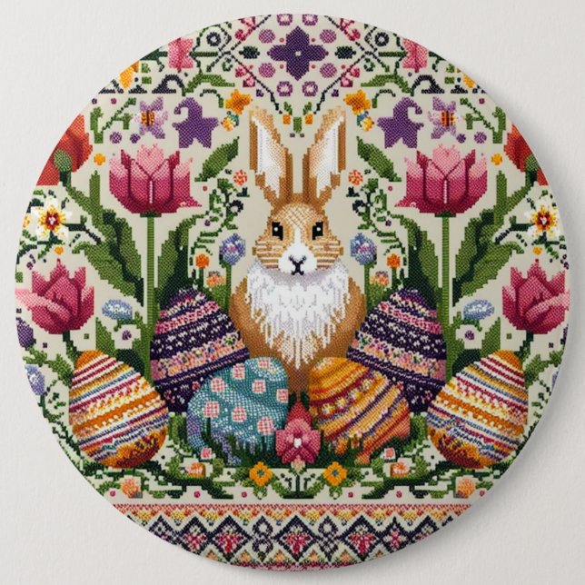 Cute/Colorful Vår/Påsk fair isle Knapp (Framsida)