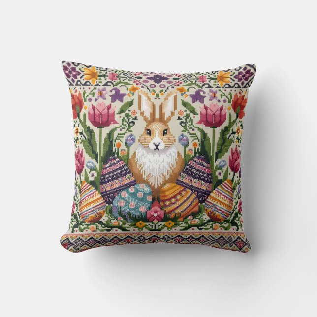 Cute/Colorful Vår/Påsk fair isle Kudde (Framsida)