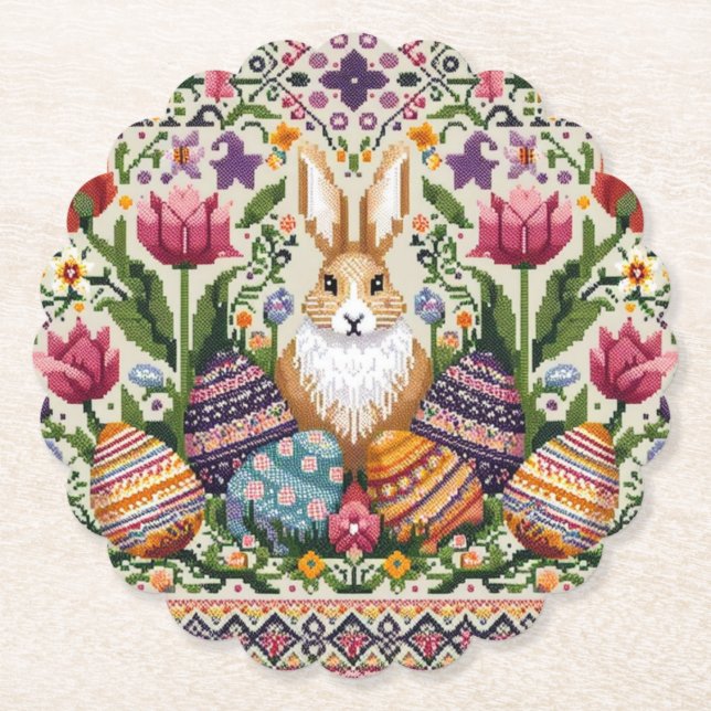 Cute/Colorful Vår/Påsk fair isle Underlägg Papper (Framsida)