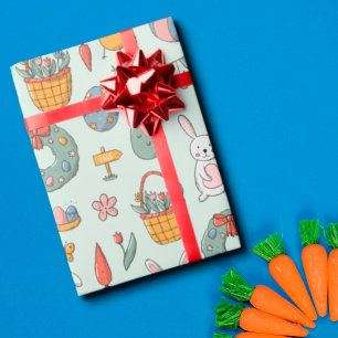 Cute Colorful Vår Påskhare Mönster-barn Presentpapper
