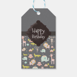 Cute Colorful Vilda djur Nursery Art Birthday Presentetikett