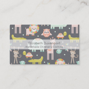 Cute Colorful Vilda djur Nursery Art Visitkort