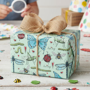 Cute Colorful Vintage Kärlek Kryp Insektra Presentpapper