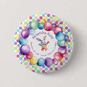 Cute Colorful Watercolor Bunny och Polka dots Knapp