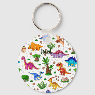 Cute Colorful Watercolor Kids' Birthday Dinosaur Nyckelring
