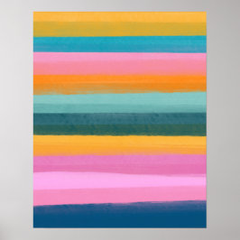 Cute Colorful Watercolor Push Stroke Rand Poster