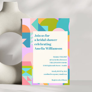 Cute Colorful Whimsical Geometric Möhippa Inbjudningar