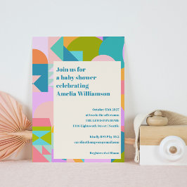 Cute Colorful Whimsical Lavender Blue Baby Shower Inbjudningar