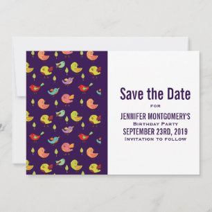 Cute Colorful Whimsities Birthday Mönster Spara Datumet