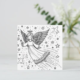 Cute Coloring Art Guardian Angel Julkort