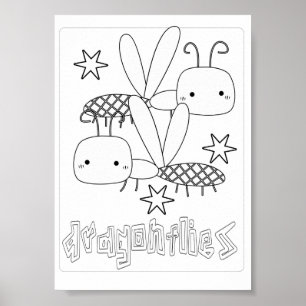Cute Coloring Kryp Dragonflies Poster