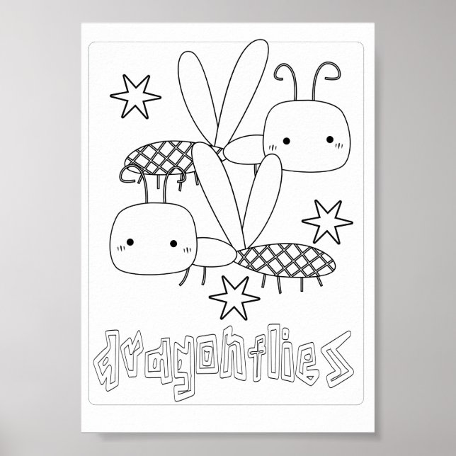 Cute Coloring Kryp Dragonflies Poster (Framsidan)