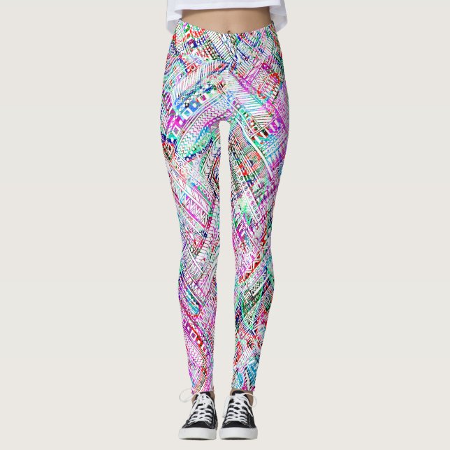Cute colororal Tribal mönster Leggings (Framsida)