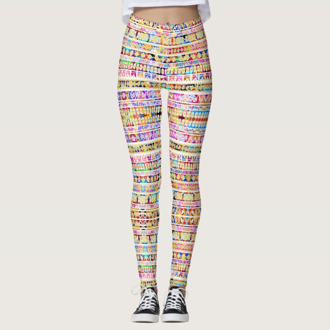 Cute colororbal aztec mönster leggings (Framsida)