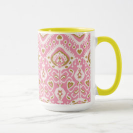 Cute colororent rosa och guld ikat tribal mönster mugg