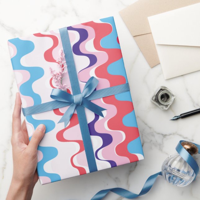 Cute Colororent rosa Red abstrakt mönster monogram Presentpapper (Gifting)