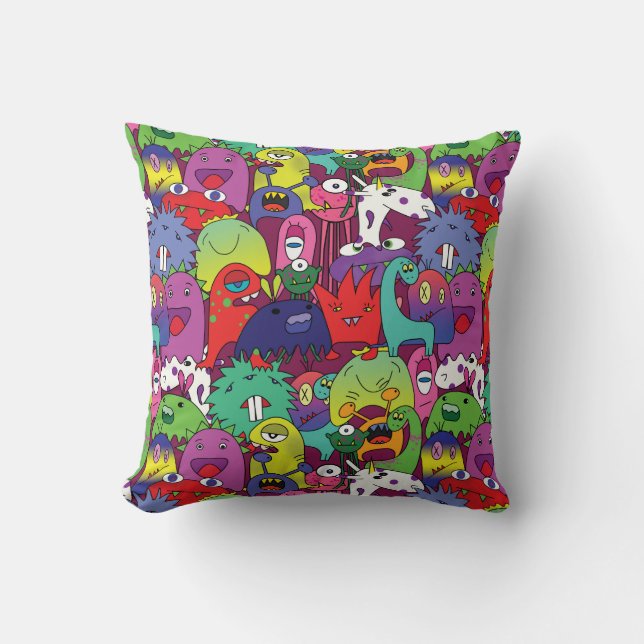 👾 Cute Colororous monsters Kudde (Framsida)