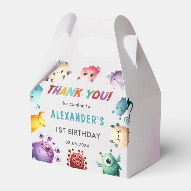 Cute Colorous Little Monster Födelsedagsfest Presentaskar (Framsidan Sidan)