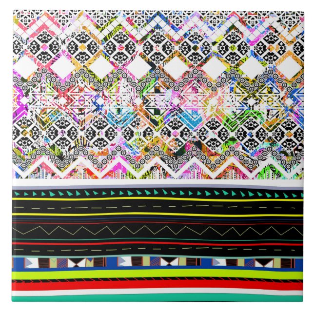 Cute Colorroful aztec-stammen mönster Kakelplatta (Framsidan)