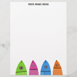 Cute Colorroful Fish Personlig Letterhead Brevhuvud