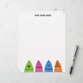 Cute Colorroful Fish Personlig Letterhead Brevhuvud
