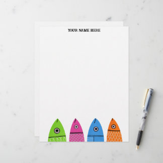 Cute Colorroful Fish Personlig Letterhead Brevhuvud