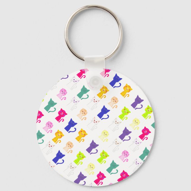 Cute colorroful, rolig katter, mönster, registreri nyckelring (Framsida)