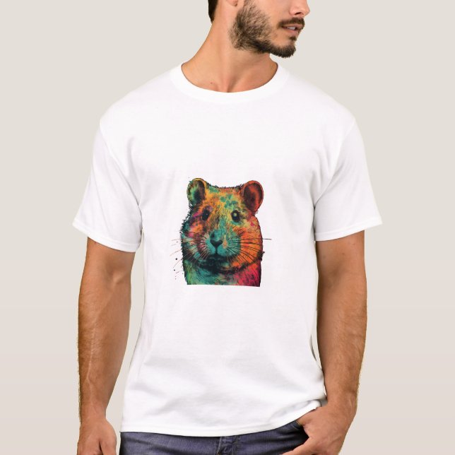 cute colour full hamster art design  t shirt (Framsida)
