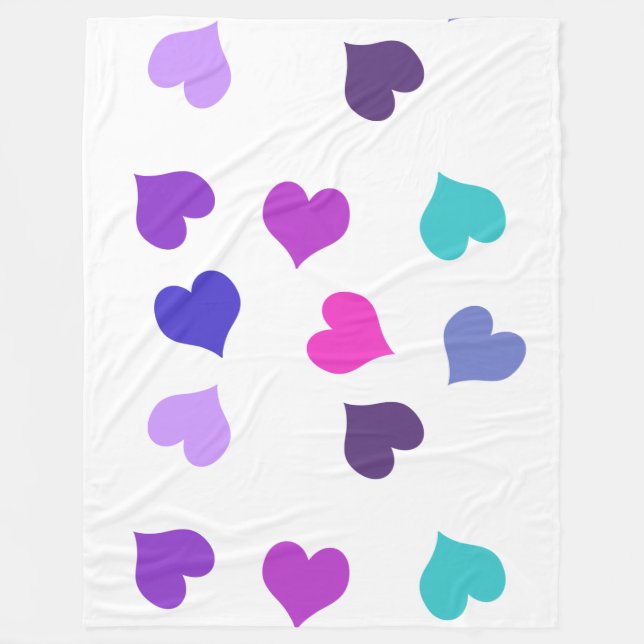 Cute colourful hearts fleecefilt (Framsidan)