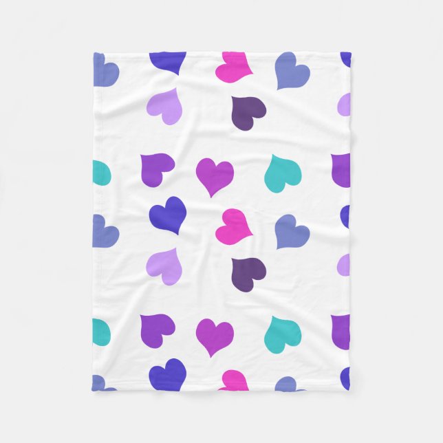 Cute colourful hearts fleecefilt (Framsidan)