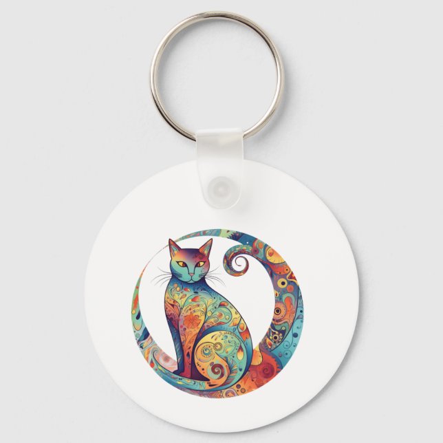 cute colurful cat design  nyckelring (Framsida)