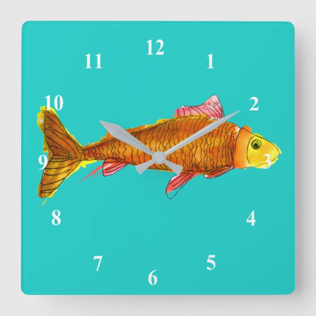 Cute comet goldfish pop art illustration fyrkantig klocka (Framsida)