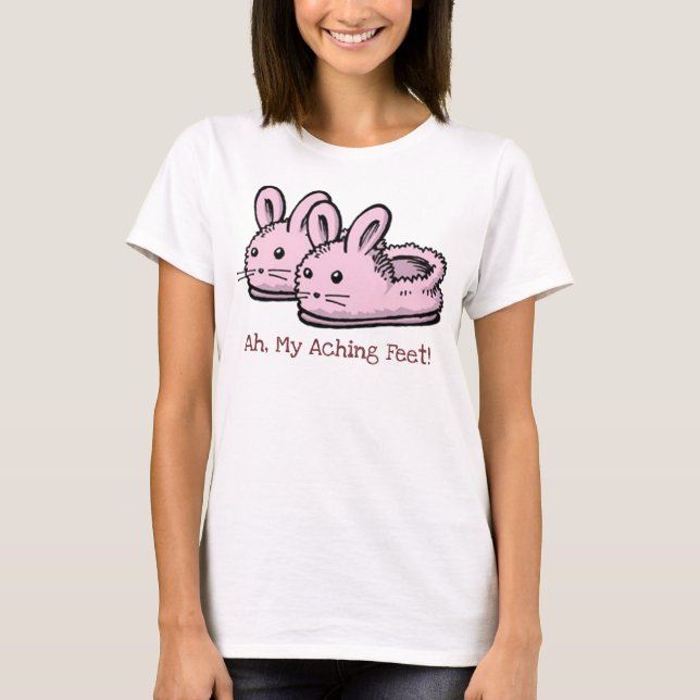Cute, Comfy Rosa Bunny Rabbit Tofflor Personalize T Shirt (Framsida)