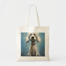 Cute Comical Crazy Abstrakt White Hund Tygkasse