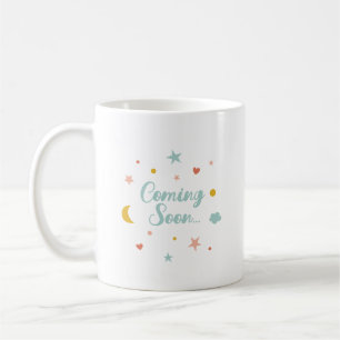 Cute Coming snart med måne, stjärnor, hjärtan, mol Kaffemugg