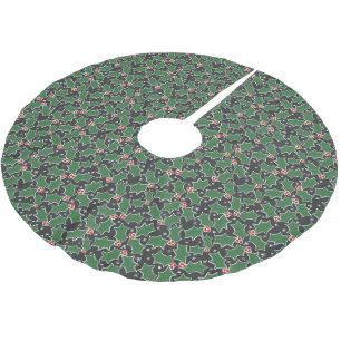 Cute Common Holly Löv mönster-julsvart Julgransmatta Borstad Polyester