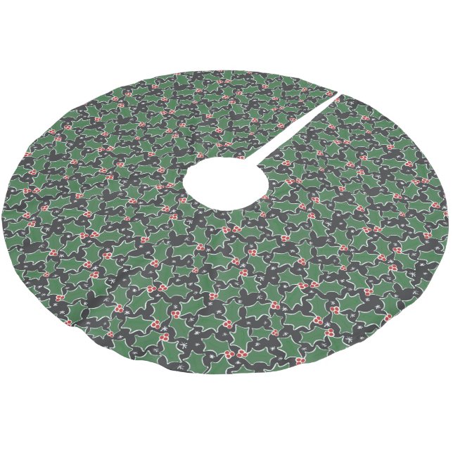 Cute Common Holly Löv mönster-julsvart Julgransmatta Borstad Polyester (Vinklad)