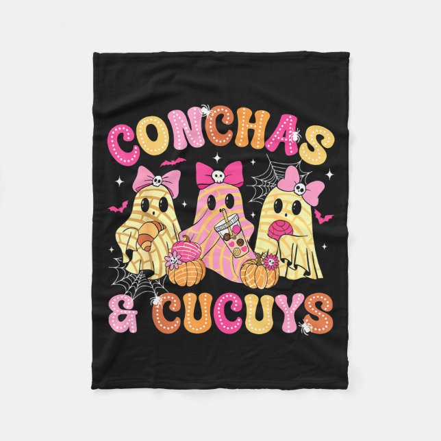 Cute Conchas And Cucuys Ghost Funny Mexican Hallow Fleecefilt (Framsidan)