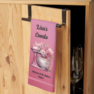 Cute Condo Välkommen till Bakers Palace Rosa ros Kökshandduk