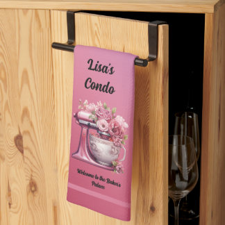 Cute Condo Välkommen till Bakers Palace Rosa ros Kökshandduk