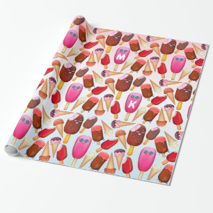 Cute Cone Popsicle Monogram Trets Presentpapper