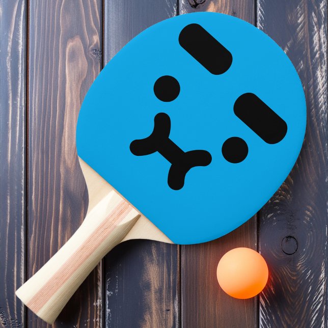 Cute Confated Pouty Ansikte Blue Ping Pong Paddle Pingisracket (Skapare uppladdad)