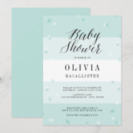 Cute Confetti Aqua Rand Boy Shower Inbjudan