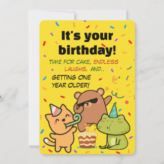Cute Confetti Birthday Card for Friends and Family Inbjudningar