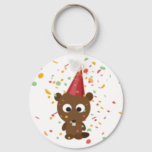 Cute Confetti Party Beaver Nyckelring